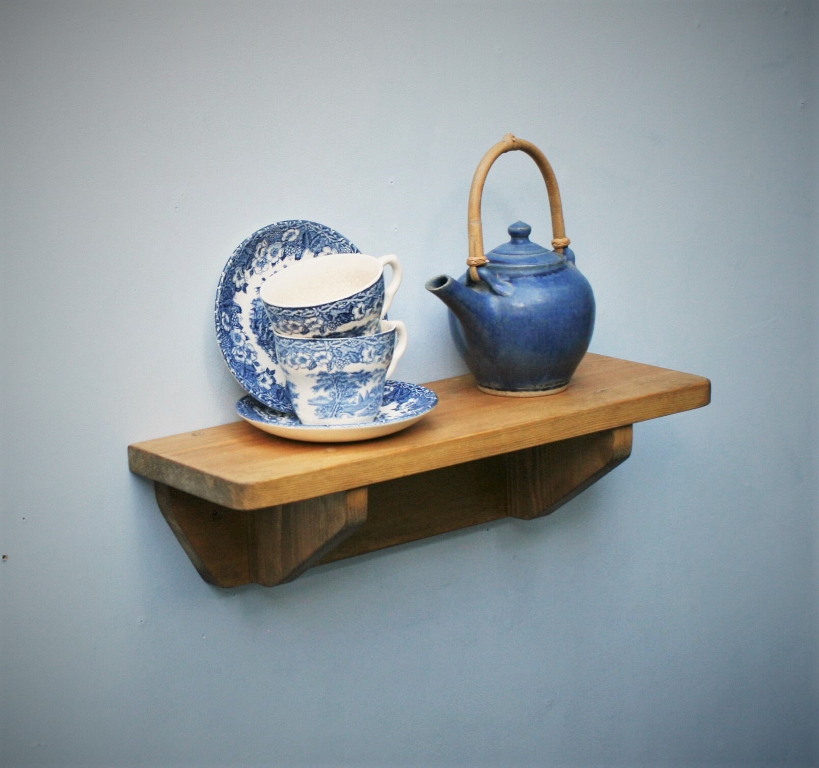 Wooden kitchen shelf with brackets small 44 cm L x 15 cm D Etsy