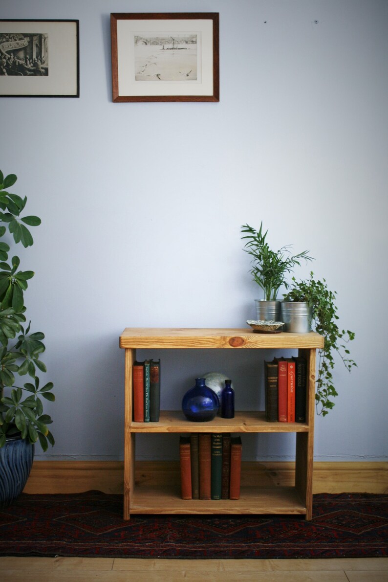 Low Wooden Bookshelf Small Bookcase Chunky Shelves 65W X 60H Etsy