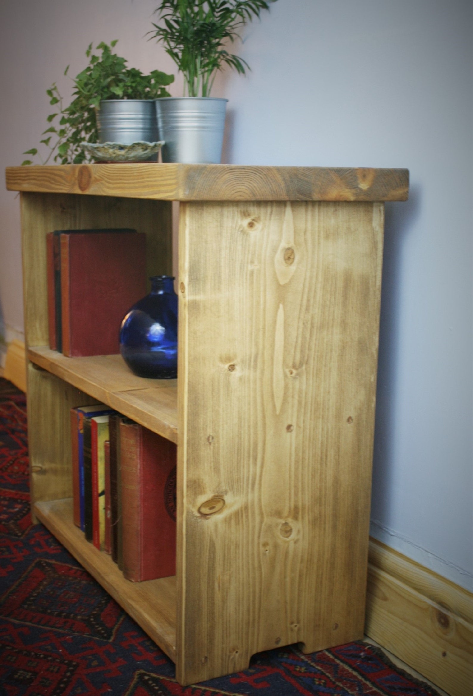 Low Wooden Bookshelf Small Bookcase Chunky Shelves 65W X 60H Etsy