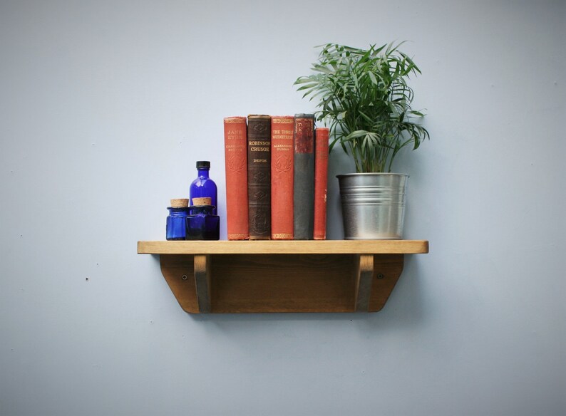 Small Wooden Shelf Natural Wood Bookshelf With Brackets 44 Etsy