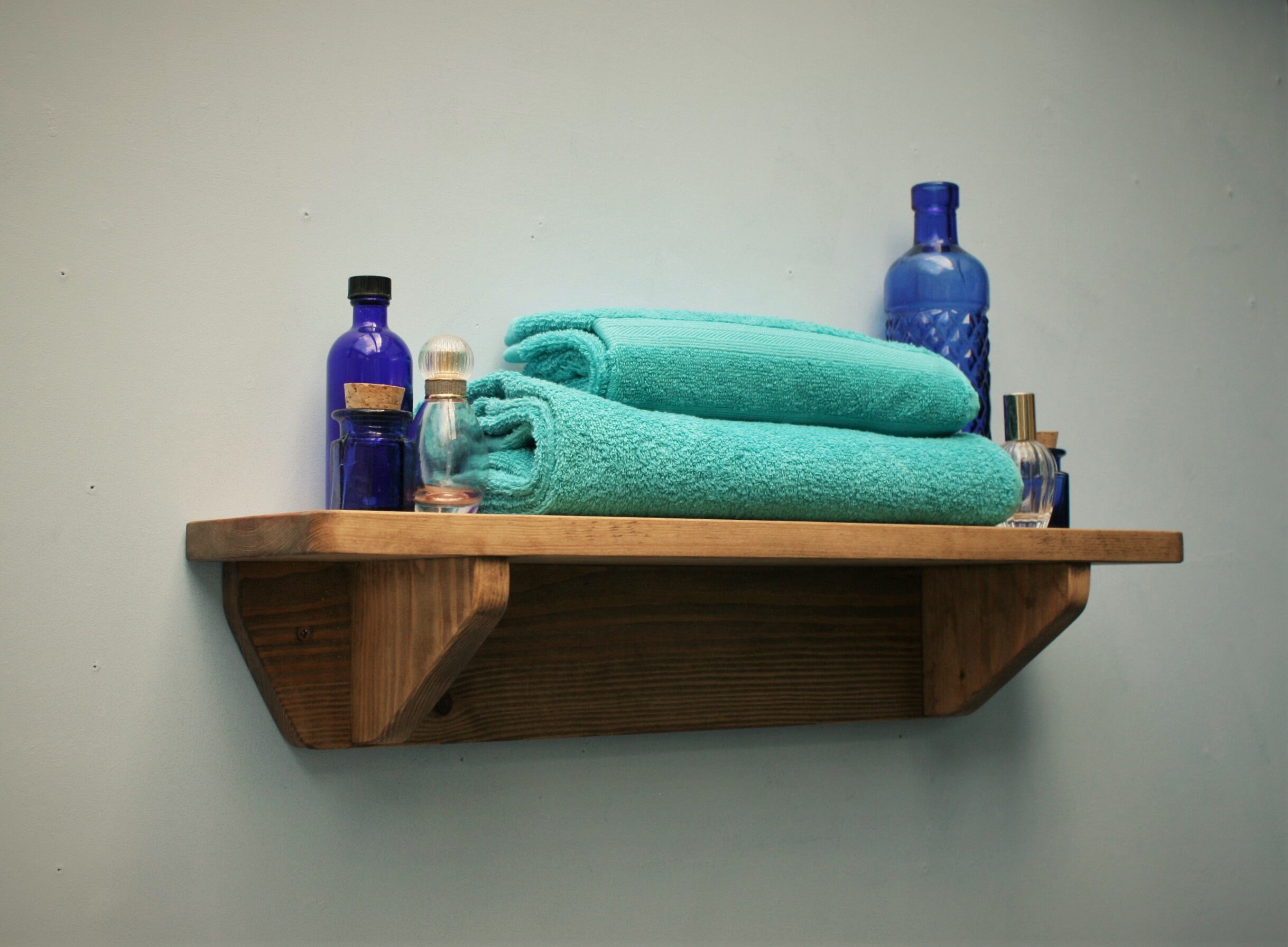 Wood wall shelf for your bathroom 60 cm long x 15 cm deep Etsy
