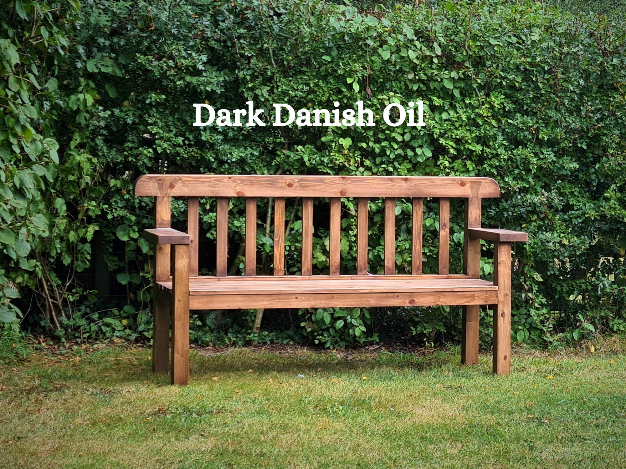 Garden Bench Seat Wide Arms Natural 