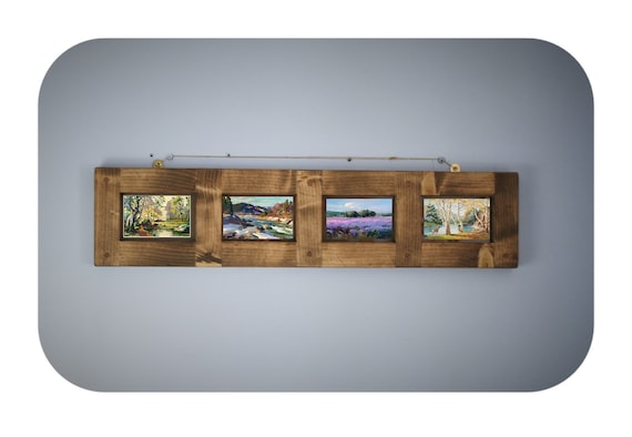 Multiple Aperture Picture Photo Frame 6 X 4 Dark Wood Artisan Crafted Sustainable Natural Wooden Multi Custom Handmade Somerset Uk