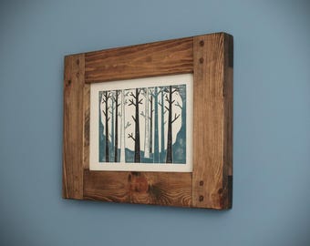 Wooden frame for photo & picture, 12 x 8 inch, large dark wood chunky frame, rustic industrial, boho, farmhouse, custom handmade Somerset UK