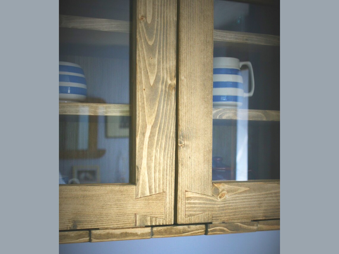 Kitchen Wall Display & Cupboard Natural Wood 2 Doors Etsy UK