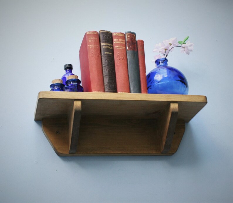 Small Wooden Shelf Natural Wood Bookshelf With Brackets 44 Etsy UK