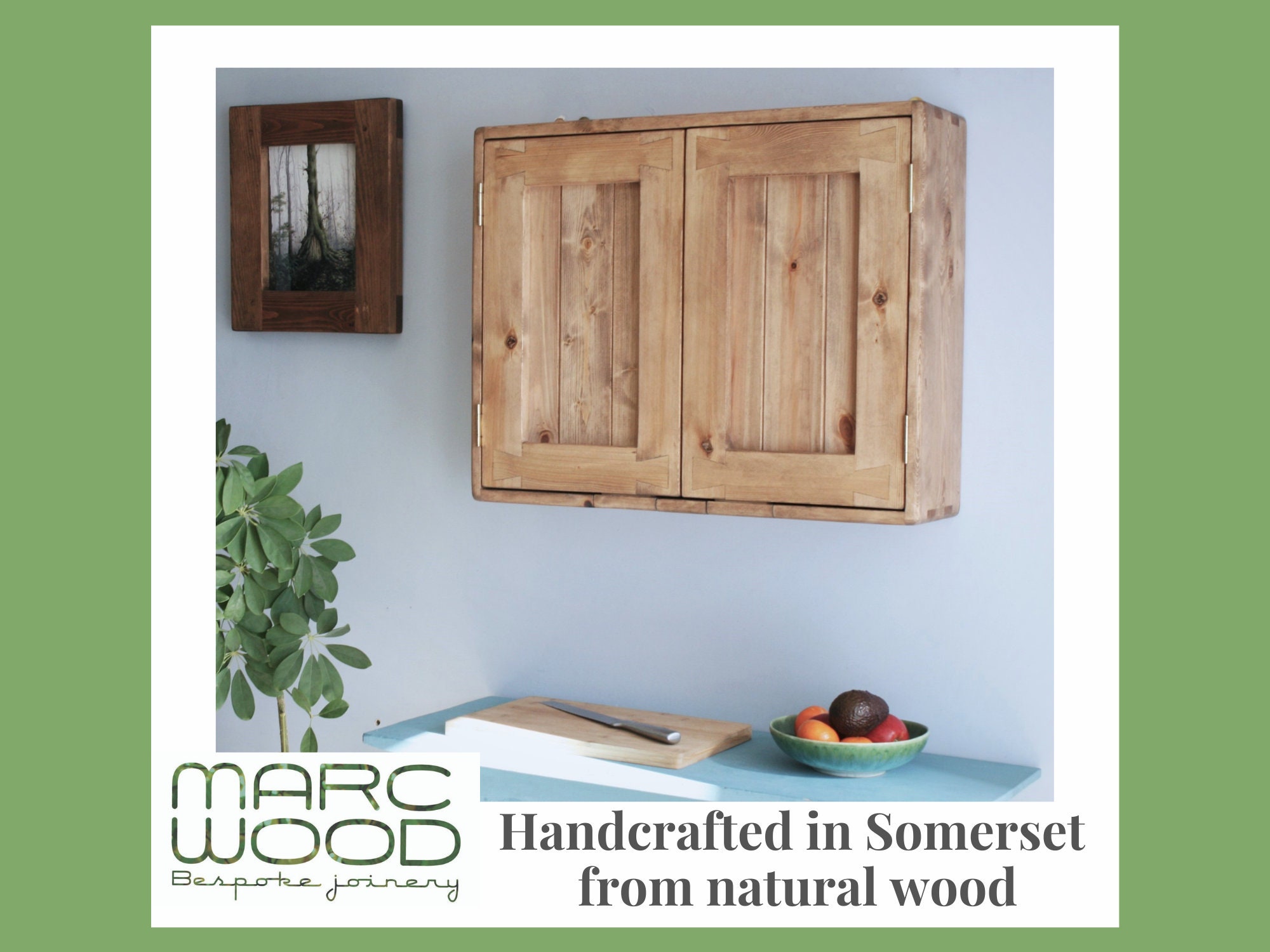 Kitchen wall & cupboard in natural wood with 2 doors Etsy