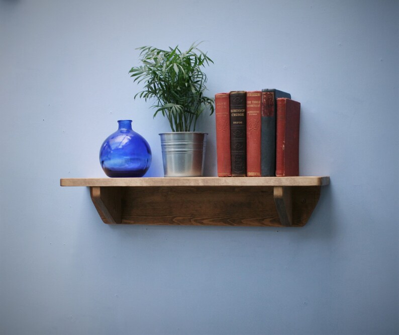 Wood bookshelf chunky natural wood wall shelf 62 cm long x Etsy