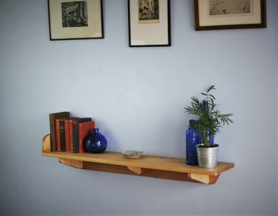 Wide Wooden Shelf With Brackets Chunky Book End Sustainable Etsy