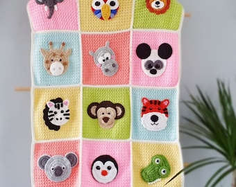 Animal Safari Blanket | Safari Animal Crochet Pattern | Baby Nursery | PDF Download