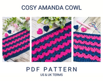 UK/US Terms, Cosy Amanda Cowl PDF Crochet Pattern, Instant Download, Crochet Cowl Pattern, Digital Download, Pdf Pattern Download, Crochet