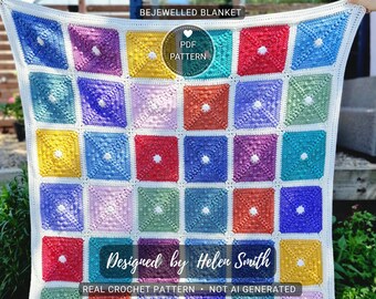 Bejewelled Blanket | Crochet Pattern | Granny Squares | JAYGO | Pdf Download | UK/US Terms