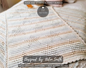 Hugs & Stars Blanket Bundle | Crochet Pattern | Beginner-Friendly | PDF Download | UK/US Terms | 2 Sizes