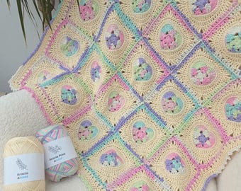 Blossom Hearts Baby Blanket | Floral Granny Square Crochet Pattern | Nursery Gift | PDF Download