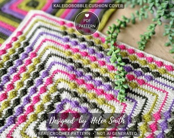 KaleidoBobble Cushion Cover | Crochet Pattern | PDF Download | UK/US Terms