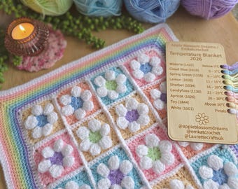 A Year in Flowers Temperature Blanket | Floral Granny Square Crochet Pattern | PDF Download