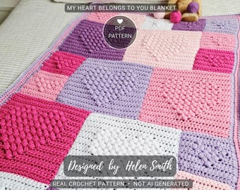 My Heart Belongs to You Blanket | Crochet Pattern | PDF Pattern | UK/US Terms