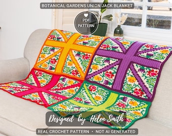 Botanical Gardens Union Jack Blanket | Crochet Pattern | PDF Download | UK/US Terms
