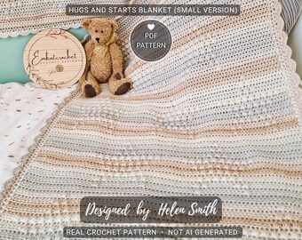 Hugs & Stars Crochet Baby Blanket | Crochet Pattern| PDF Download | UK/US Terms