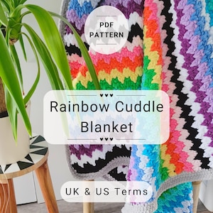 16x18cm, Regenbogen Kuscheldecke, PDF Häkelanleitung, Sofort Download, Häkeldecke Muster, Digitaler Download, Pdf Muster, häkeln