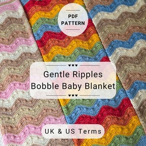 US/UK Terms, Gentle Ripples Bobble Baby Blanket PDF Crochet Pattern, Instant Download, Crochet Baby Blanket Pattern, Digital Download