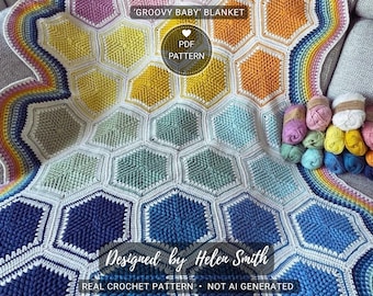 Groovy Baby Blanket | Crochet Pattern | Beginner-Friendly | Puff stitch | PDF Pattern | UK/US Terms