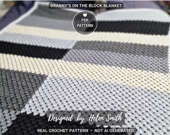 Grannys on the Block Blanket Crochet Pattern | UK/US Terms | PDF Download