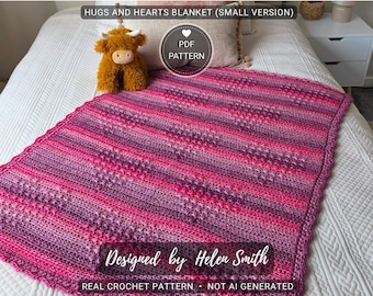 Hugs & Hearts Baby Blanket | Crochet Pattern | PDF Download | UK/US Terms