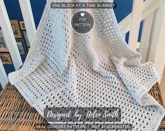 One Block at a Time Blanket | Crochet Pattern | Baby Blanket | PDF Download | UK/US Terms