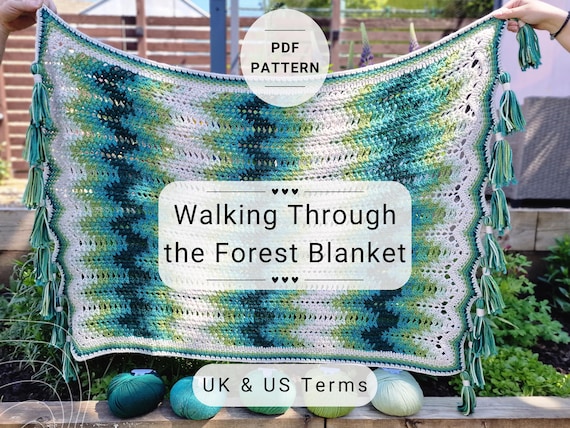 Walking Through the Forest Blanket | Crochet Pattern | Chevron Spike | PDF Pattern | UK/US Terms