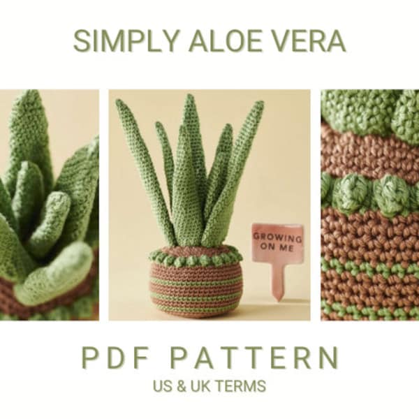 US/UK Terms, Simply Aloe Vera PDF Crochet Pattern, Instant Download, Crochet Aloe Vera Amigurumi Pattern, Digital Download, Pattern Download