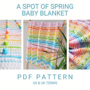 US/UK Terms, A Spot of Spring Blanket PDF Crochet Pattern, Instant Download, Crochet Blanket Pattern, Digital Download, Pdf Pattern, Crochet