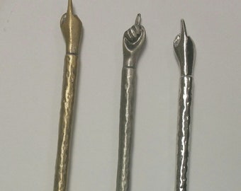 Torah Pointer in silver, matte brass, antq silver metals, Yad for Torah Reading
