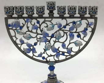 Pomegranate Hanukkah Menorah for Chanukah Blues