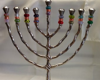 Pandora Bead Tree of Life Menorah in Multi Color.