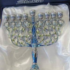 Hanukkah Menorah for Chanukah Candle Lighting Ceremony fluer de lis