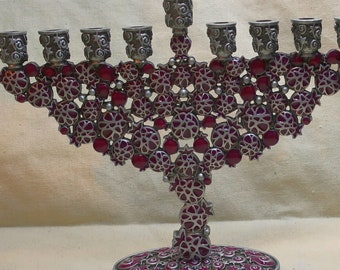 SALE: Pomegranate on pewter Hanukkah Menorah