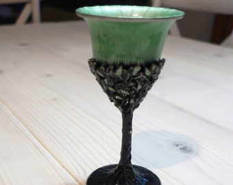 Tree of Life Blue Kiddush Cup in Navy Blue and Light Green