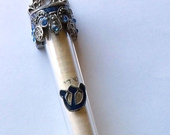 Jewish Wedding Magen David Mezuzah in Navy Blue and Pewter