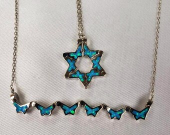Butterfly jewish star necklace deals