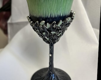Copa Kiddush Azul del Árbol de la Vida en tonos azules