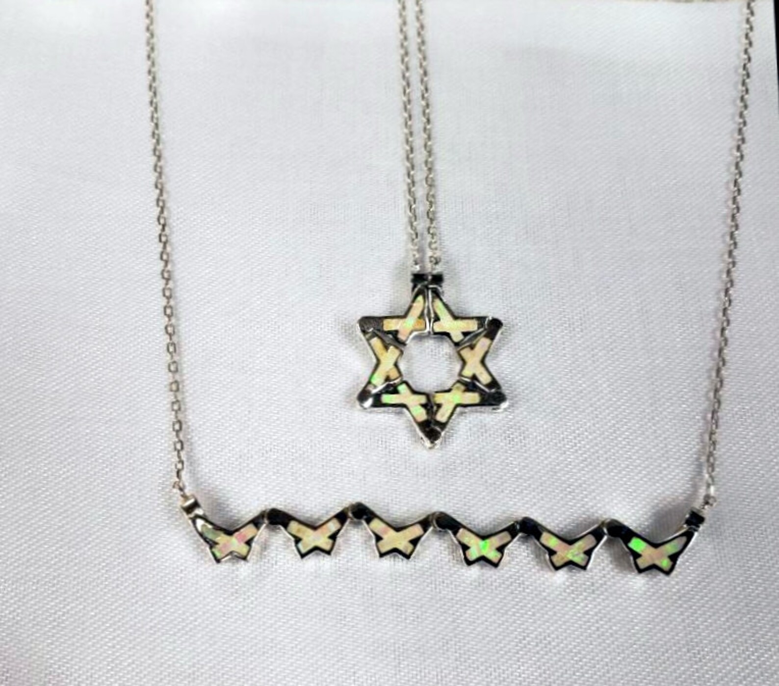 Butterfly Jewish Star of David Necklace in Ivory / Off White Etsy