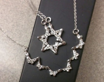 Butterfly Star of David Necklace in Clear Crystal