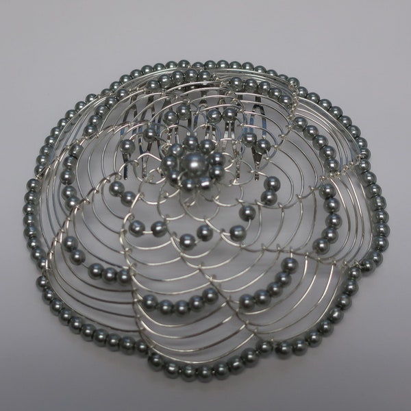 Beaded wire kippa on silver wire Women's wire kippah girls headcovering