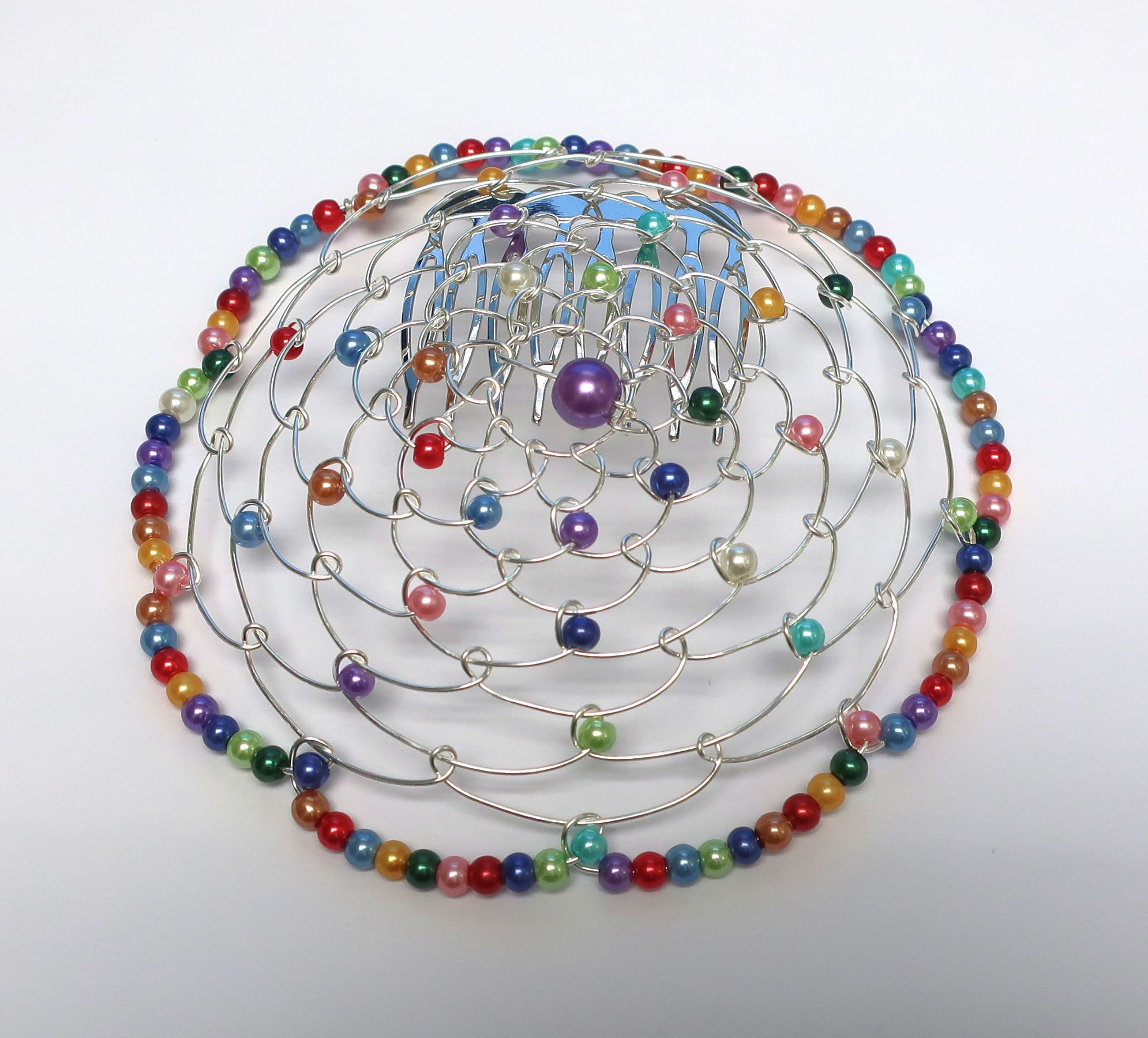 Beaded Wire Kippa on Silver Wire Women