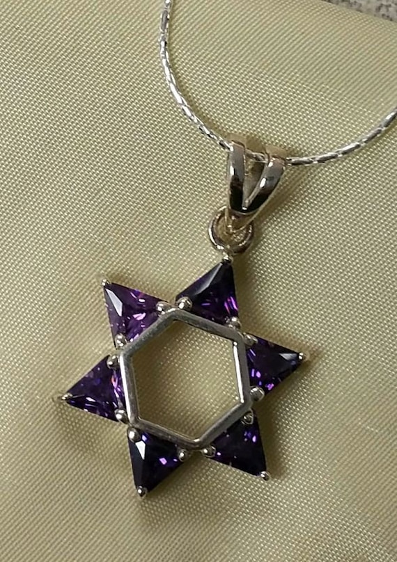 Dainty Estrella de David Collar De Plata Azul Ágata Piedras Preciosas encanto Joyería Judaica