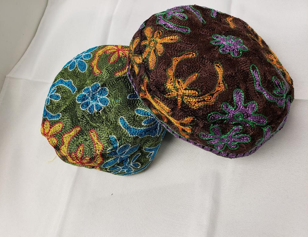 Bulkarian Kippot in Brown and Green