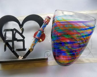 Wedding Glass Kit, Ahava Heart break the glass kit in any color glass i offer - color shown is Rainbow