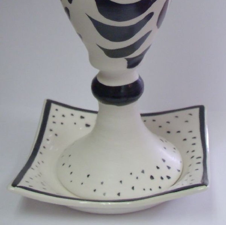 Vintage Shabbat Kiddush Cup in Black and White Matte Ceramic Etsy