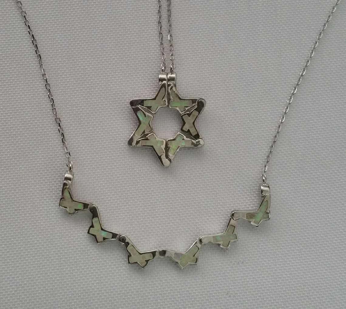 Butterfly Jewish Star of David Necklace in Ivory / Off White Etsy